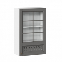Шкаф кухонный 600 высокий со стеклом Амели-3 ЛД 299.450.000.046 Белый Оникс серый
